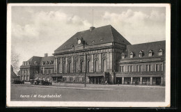 AK Hamm I. W., Hauptbahnhof Mit Autodroschken, Strassenansicht  - Hamm