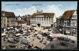 AK Essen /Ruhr, Kopstadtplatz Mit Marktbetrieb Aus Der Vogelschau  - Essen