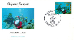 POLYNESIE FDC 1991 NOEL SOUS LA MER - FDC