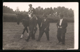 Foto-AK Jockey Auf Pferd Mit Begleitung  - Paardensport