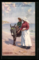 AK St. Leonards, Knabe Mit Begleiterin Beim Ritt Am Strand  - Donkeys