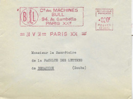 Ema Satas SE - Compagnie Des Machines Bull - Avenue Gambetta - Enveloppe Entière - Freistempel