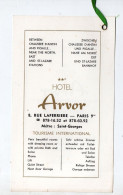 Paris  Marque Page HOTEL ARVOR  (PPP47389) - Bladwijzers