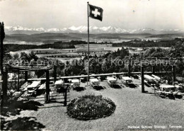 13297467 Huettwilen Kurhaus Schloss Steinegg Terrasse Flagge Fernsicht Alpenpano - Autres & Non Classés