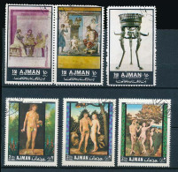 6 Timbres Oblitérés AJMAN XVI-15 (1) Adam Et Eve Par Dürer Kranach - Altri & Non Classificati