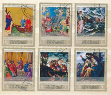 6 Timbres Oblitérés RAS AL KHAIMA IV-6 Scènes De La Vie De Jésus Christ Tableaux Peintures De Tintoret, Vogel, Giotto.. - Sonstige & Ohne Zuordnung