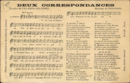 Chanson CPA Deux Correspondances, Paroles De Villemer-Delormel, Musique De Desormes - Costumi