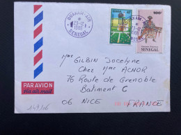 LETTRE Par Avion Pour La FRANCE TP COSTUMES NATIONAUX 100F + FORAGE 40F OBL. VIOLETTE 23-12 1986 OUAKAM AIR - Sénégal (1960-...)