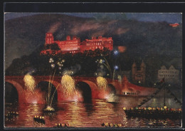 AK Heidelberg, Schlossbeleuchtung Und Feuerwerk  - Heidelberg