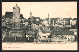 AK Bautzen, Teilansicht Mit Fischergasse, Alter Wasserkunst Und Michaeliskirche  - Bautzen