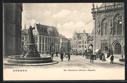 AK Bremen, Belebte Partie Am Marktplatz  - Bremen