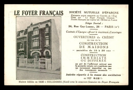 59 - HELLEMMES - LE FOYER FRANCAIS, SOCIETE MUTELLE D'EPARGNE - CARTE PUBLICITAIRE - Autres & Non Classés