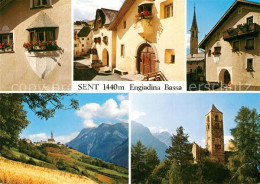 13241157 Sent Ortsmotive Bergdorf Gasse Kirche Landschaftspanorama Alpen Sent - Sonstige & Ohne Zuordnung