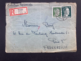 LR Pour La FRANCE TP 50 + 5 OBL.17-1 44 WERDAU 1 Pour BORY à PARIS 9e + CENSURE - Storia Postale