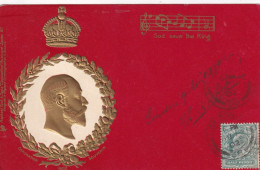 Royalty Maximum Card Same Stamp As The Card Coronation 1902 Golden Embossed Tuck Card - Other & Unclassified