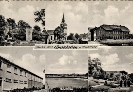 CPA Grasleben In Niedersachsen, Ehrenmal, Schule, Kirche, Schwimmbad, Turnhalle, Park Im Altersheim - Autres & Non Classés