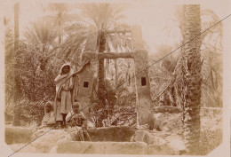 1891 Photo Afrique Algérie Puit Dans Une L'oasis - Laghouat Souvenir Mission Géodésique Militaire Boulard - Gentil - Oud (voor 1900)