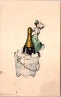 ILLUSTRATEUR - Femme Dans Un Seau A Champagne  - Autres & Non Classés