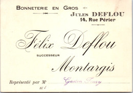 45 MONTARGIS - Carte Publicitaire Ets DEFLOU  - Montargis