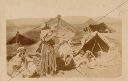 1891 Photo Afrique Algérie Fileuse De Laine Nomade Ouled Nails Souvenir Mission Géodésique Militaire Boulard - Gentil - Old (before 1900)