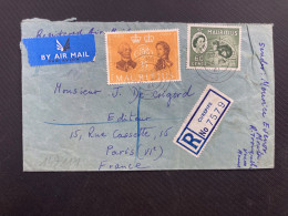 LR Par Avion Pour La FRANCE TP POST OFFICE 35c + 60c OBL.24 AP 61 CUREPIPE - Mauricio (...-1967)