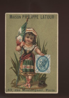 CHROMOS - L'ITALIE - TIMBRE ET DRAPEAU - MAISON PHILIPPE LATOUR, 63 RUE MONTORGUEIL PARIS - Autres & Non Classés