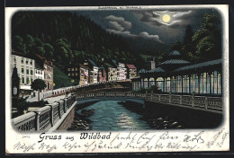 Lithographie Bad Wildbad, Olgastrasse Mit Restaurant Trinkhalle  - Altri & Non Classificati