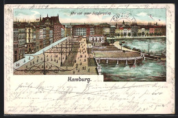 Lithographie Hamburg-Neustadt, Alter Und Neuer Jungfernstieg  - Mitte