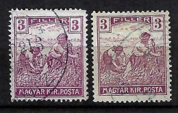 HONGRIE Ca.1916-17: Lot D' Obl., 2 Nuances - Used Stamps