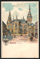 Lithographie Aachen, Passanten Vor Dem Rathaus  - Aachen