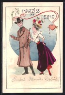 Künstler-AK Narziss Und Echo In Mode Um 1900, Jugendstil  - Autres & Non Classés