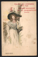 AK Paris, Junge Dame Beim Spaziergang, Reklame Für Grands Magasins De La Samaritaine  - Advertising