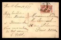 SEMEUSE LIGNEE 50C ROUGE AVEC BANDE PUBLICITAIRE GIBBS N°199a SEUL SUR CARTE POSTALE EROTIQUE - Storia Postale