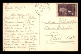 LEON GAMBETTA 55C LILAS N°378 SEUL SUR CARTE POSTALE  - Covers & Documents