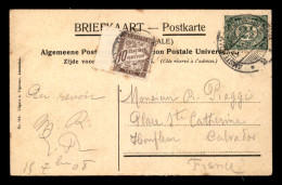 CARTE TAXEE - 1 TIMBRE TAXE A 10 CENTIMES SUR CARTE DES PAYS-BAS ENVOYEE A HONFLEUR (CALVADOS) - 1859-1959 Cartas & Documentos