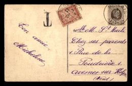 CARTE TAXEE - 1 TIMBRE TAXE A 30 CENTIMES SUR CARTE DE BELGIQUE ENVOYEE A AVESNES-SUR-HELPE (NORD) - 1859-1959 Lettres & Documents