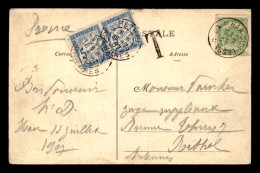 CARTE TAXEE - 2 TIMBRES TAXE A 5 CENTIMES SUR CARTE DE BELGIQUE ENVOYEE A RETHEL (ARDENNES) - 1859-1959 Briefe & Dokumente