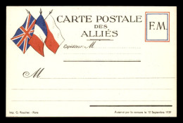 GUERRE 39/45 - CARTE DE FRANCHISE MILITAIRE - 3 DRAPEAUX - CARTE POSTALE DES ALLIES - Lettres & Documents