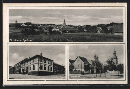 AK Sprötau, Ortsansicht, Gasthof, Dorfplatz  - Andere & Zonder Classificatie