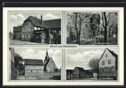 AK Teutleben, Gasthaus, Burgruine, Schule Und Kirche  - Andere & Zonder Classificatie