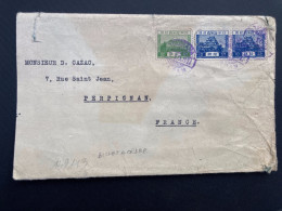 LETTRE Pour La FRANCE TP 10SN Paire + 2SN OBL. VIOLETTE 22 10 31 YOKOHAMA - Lettres & Documents