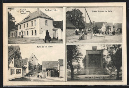 AK Leiha, Gasthof Zur Guten Quelle, Kirche, Uralter Brunnen Im Dorfe  - Autres & Non Classés