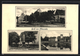 AK Albersroda, Materialwarenhandlung V. Otto Martin Mit Kirche U. Schule, Dorfteich, Kriegerdenkmal 1914-18  - Autres & Non Classés