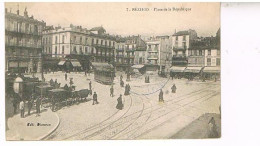 34 BEZIERS  PLACE DE LA REPUBLIQUE + TAMPON MILITARIA 1915 - Beziers