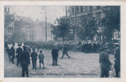 German Occupation Of Poland WWI Infantry In Warsaw Street Tramway Jewish On The Left Warschau Varsovie - Guerre 1914-18