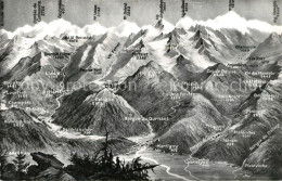 13191809 Valais Wallis Kanton Panoramakarte Bergkette Valais Wallis Kanton - Sonstige & Ohne Zuordnung