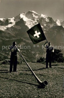 13191379 Berner Oberland Alphornblaeser Fahnenschwinger Jungfrau Berner Oberland - Sonstige & Ohne Zuordnung