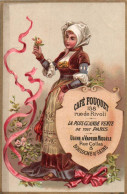 CAFE FOUQUET BOULOGNE SUR SEINE TRES JOLIE CHROMO JEUNE FEMME ROSE RUBAN - Té & Café