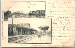 54 CONFLANS - Interieur De La Gare (carte Double Vues - Oblit 1899) - Andere & Zonder Classificatie