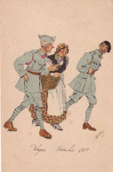 Art Card WWI Nov. 1919 Ill. Krzepowski Krakow  French Soldier Courting A Galician Woman - Ukraine